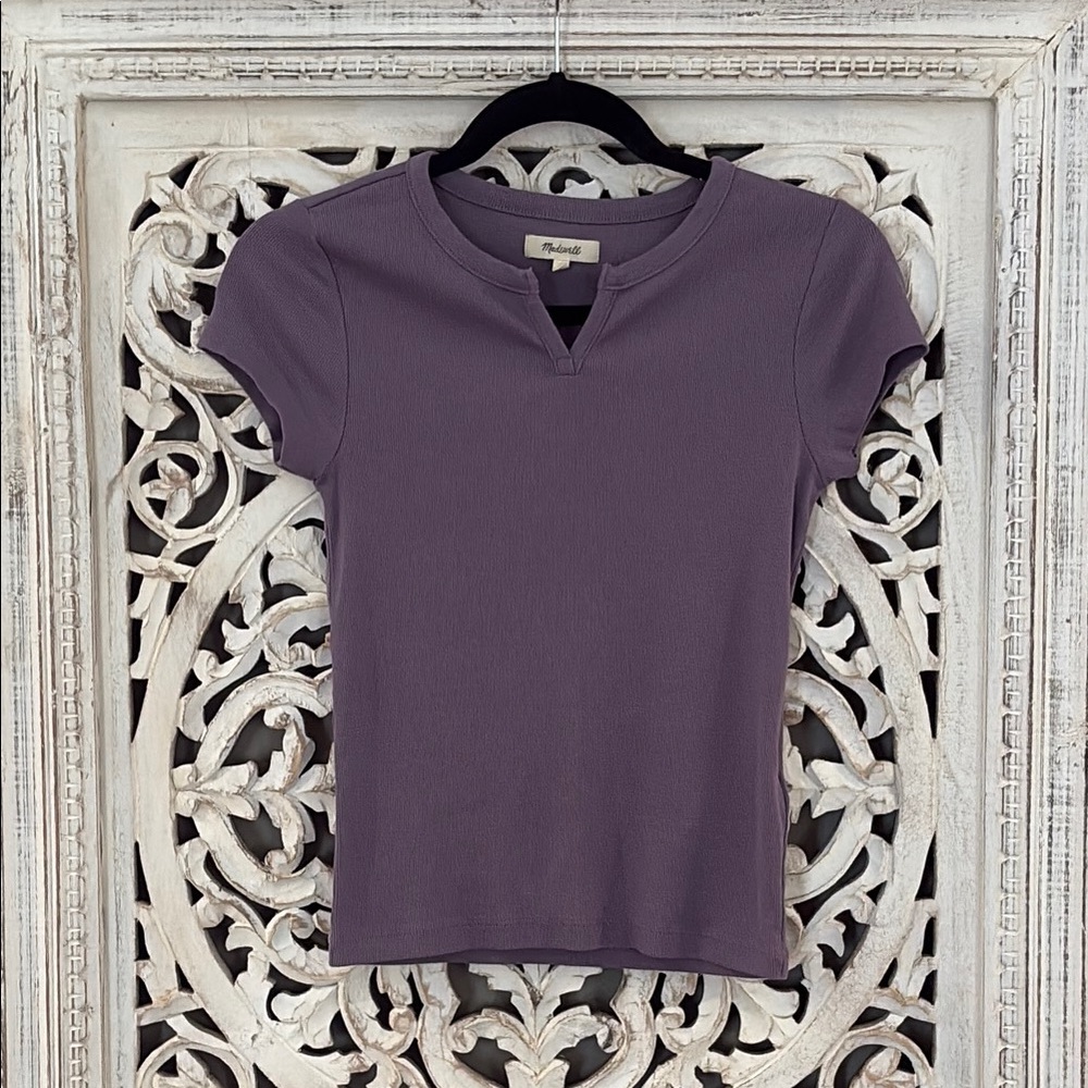 Madewell Purple Fitted Cap Sleeve T-Shirt